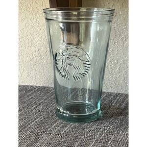 Starbucks Embossed Siren Recycled Glass Cold Cup Tumbler 16 oz Made in‎ Spain